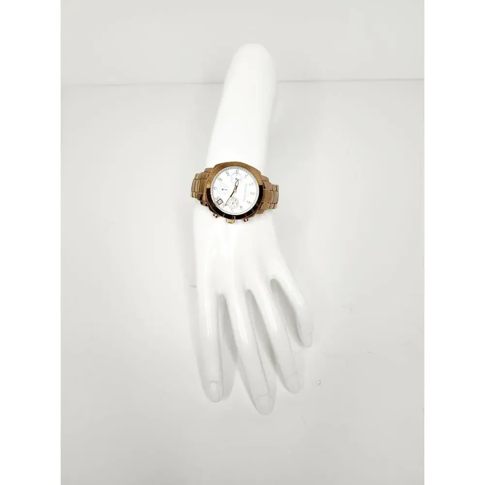 Michael Kors Rose Gold MOP Dial Crystal Chronograph Watch MK5336 New Battery